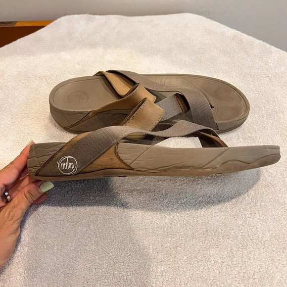 Fitflop MensTaupe Sling Nylon Walking Sandal 11 Flat Comfort Slip On Casual - Picture 3 of 12